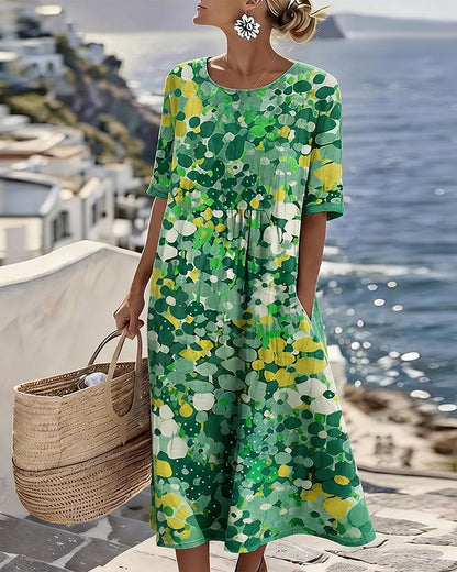 ALENA™ - ELEGANTE ZOMERLIJKE MIDI-JURK MET BLOEMENPATROON