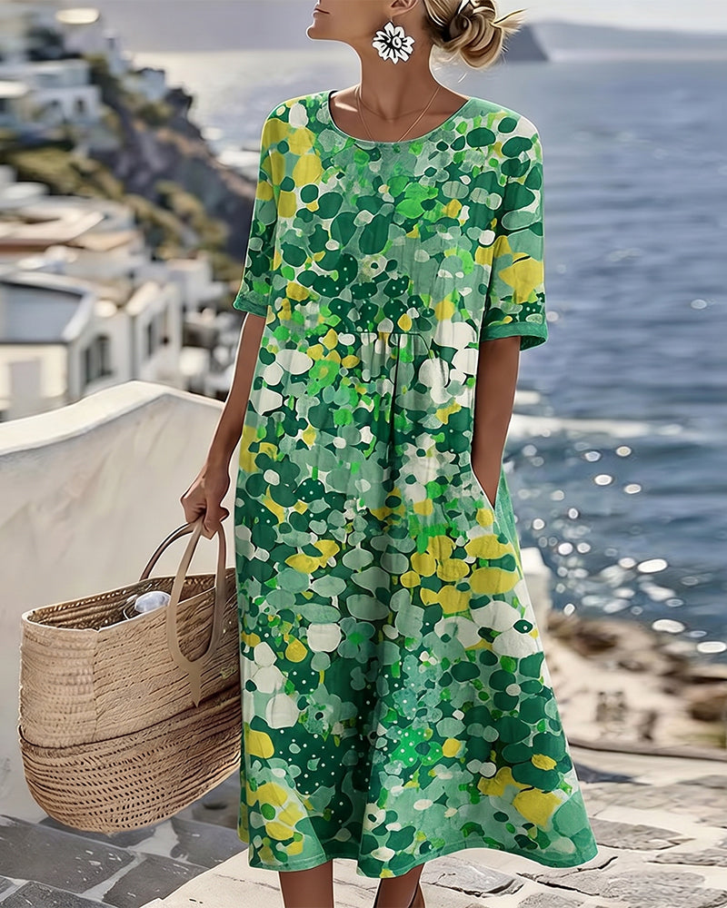 Vittoria | Elegante Midi Jurk met Bloemen voor de Zomer