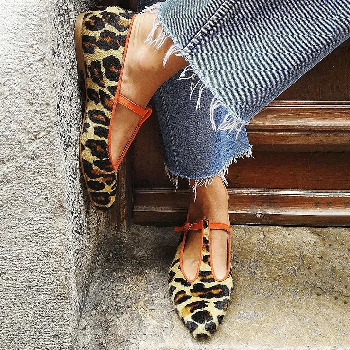 Klara | Ballerina's met luipaardprint en T-band