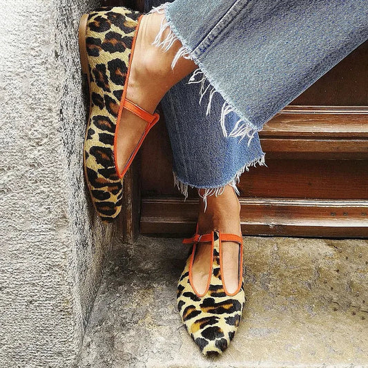 Klara | Ballerina's met luipaardprint en T-band