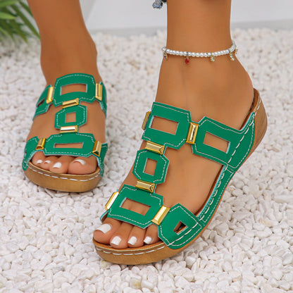 🔥 Nieuw in 2026: effen sandalen met sleehak en uitsnijdingen — Supercomfortabel! 👍