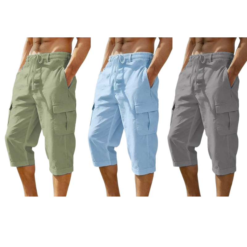 👖Cargo-capribroek van gemengd linnen voor heren🌬️ Licht, ademend en ontworpen voor comfort