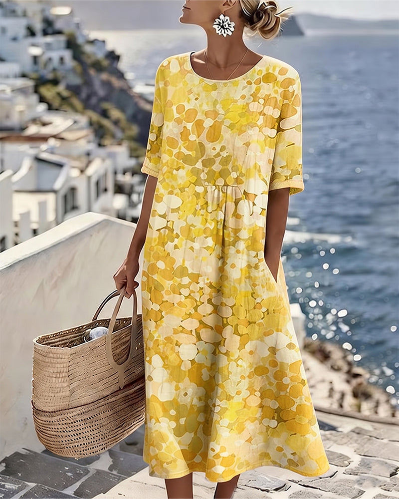 Vittoria | Elegante Midi Jurk met Bloemen voor de Zomer