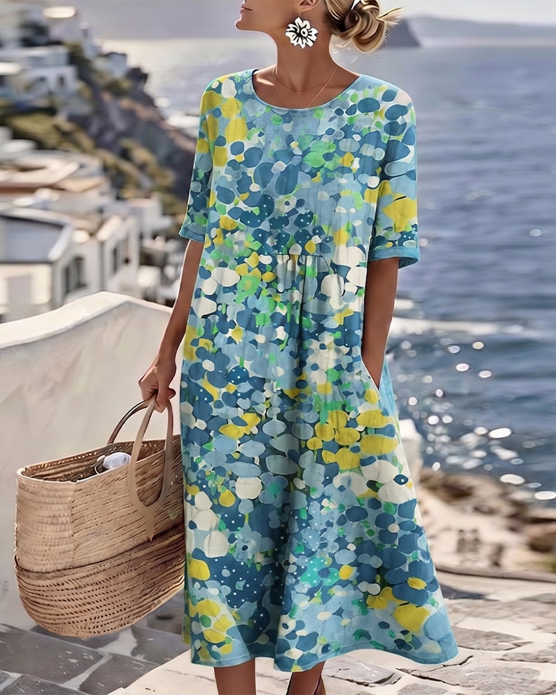 Vittoria | Elegante Midi Jurk met Bloemen voor de Zomer