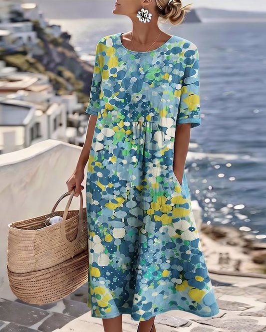 Vittoria | Elegante Midi Jurk met Bloemen voor de Zomer