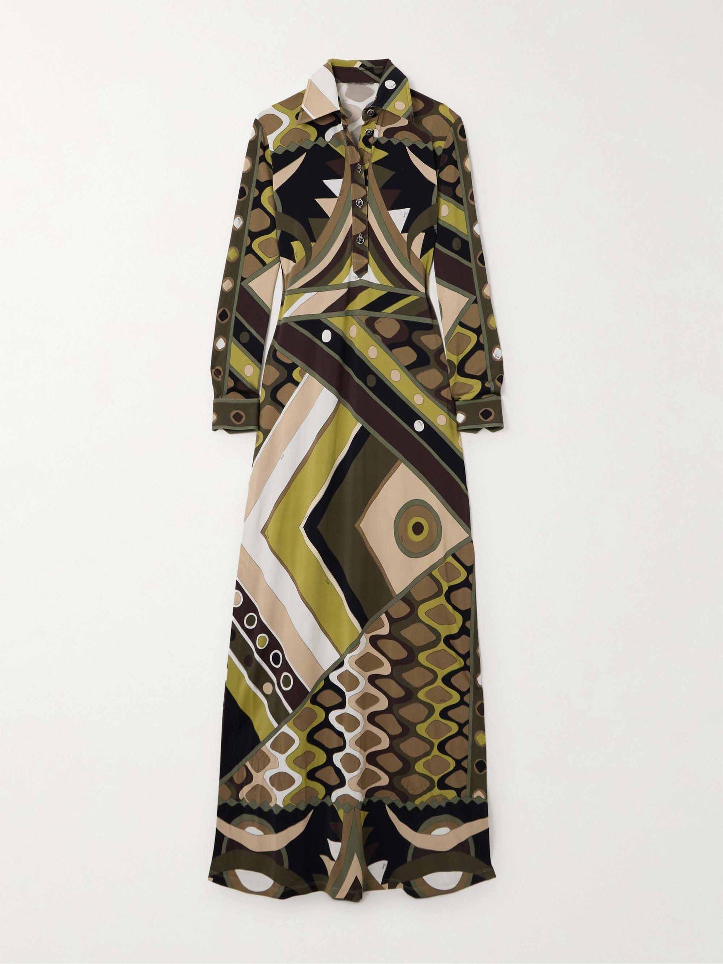 Retro Persoonlijkheid Abstracte Print Lange Mouwen Maxi Jurk