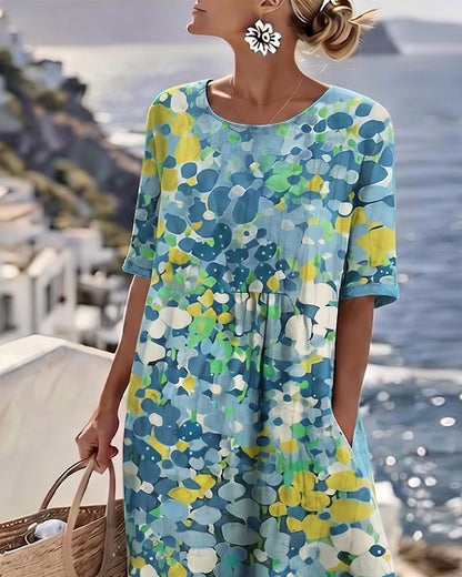 Vittoria | Elegante Midi Jurk met Bloemen voor de Zomer