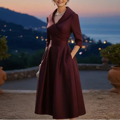 Lea™ - Elegante Midi-jurk met Subtiele Glans