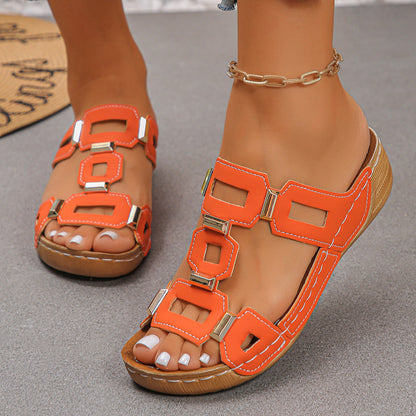 🔥 Nieuw in 2026: effen sandalen met sleehak en uitsnijdingen — Supercomfortabel! 👍
