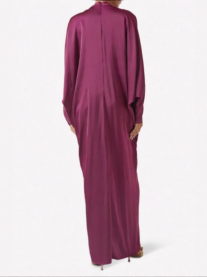 Magenta Satijnen Maxi Jurk in Satijn