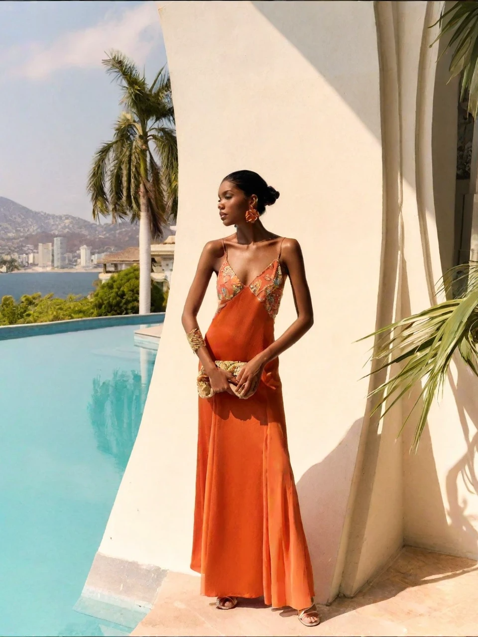 De Geleide Oranje Slip Dress