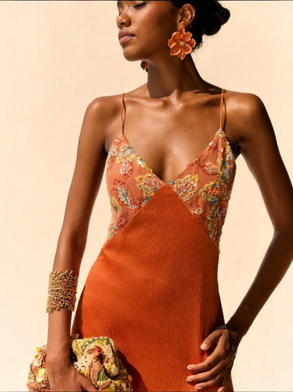 De Geleide Oranje Slip Dress