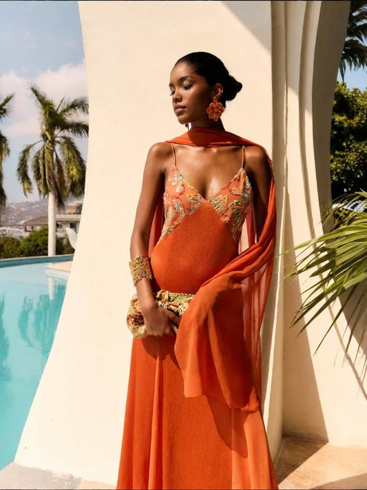 De Geleide Oranje Slip Dress