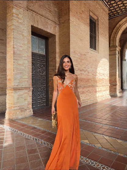De Geleide Oranje Slip Dress