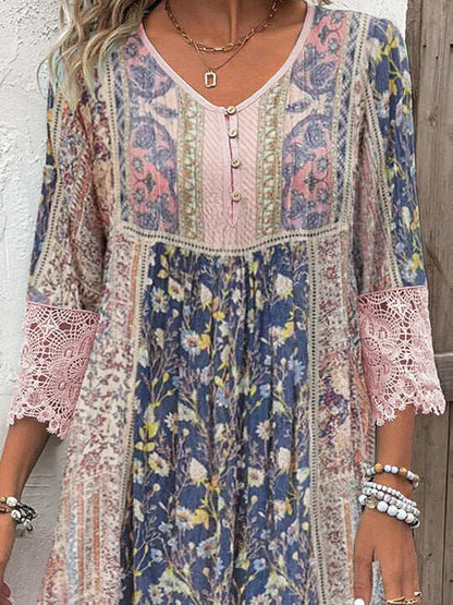 Orla™ – Boho-Chic Gemusterd Jurk