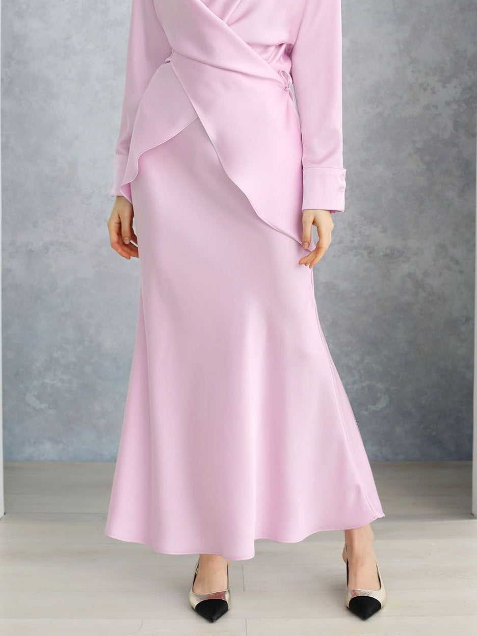 Elegante Gedrapeerde Satijnen Zeemeermin Maxi Rok