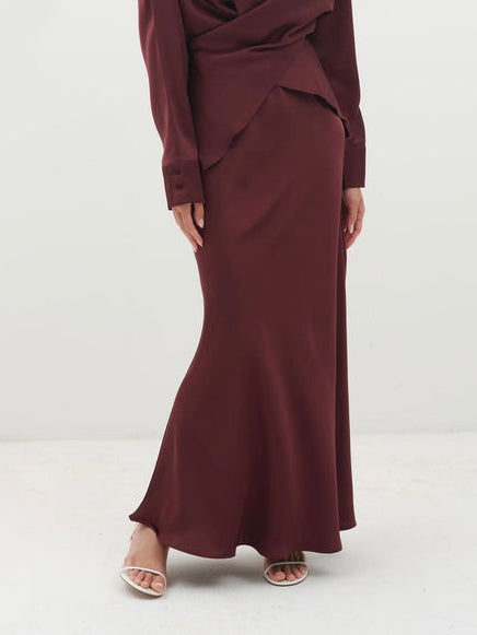 Elegante Gedrapeerde Satijnen Zeemeermin Maxi Rok