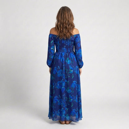 Aspen | Maxi Jurk met Bloemen en Off-Shoulder