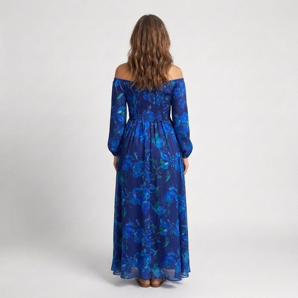 Aspen | Off-Shoulder Bloemen-Maxi-Jurk