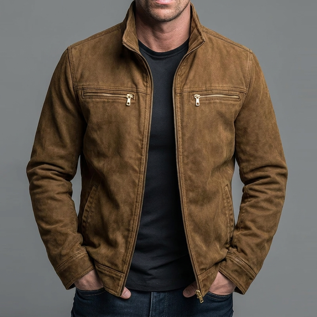 Narick - Denimjas met losse pasvorm en ritssluiting