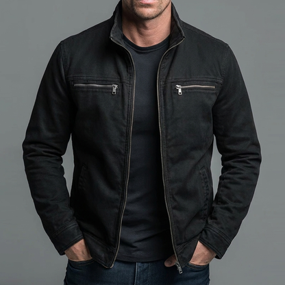 Narick - Denimjas met losse pasvorm en ritssluiting