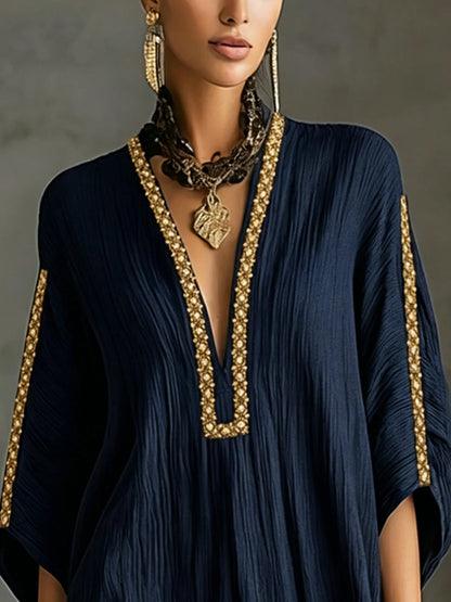 Noor | Geborduurde Kaftan Mini Jurk