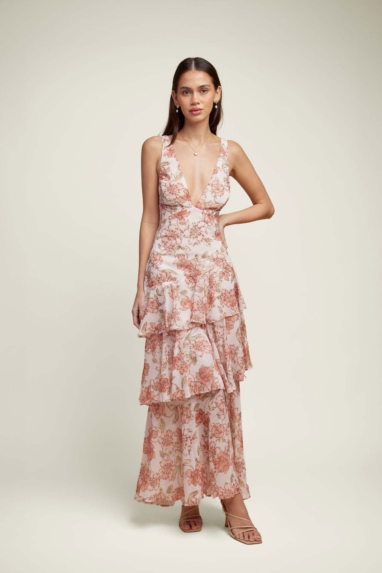 LISA | Bloemige Volant Maxi Jurk