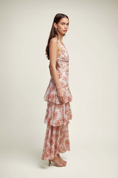 LISA | Bloemige Volant Maxi Jurk