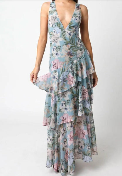 LISA | Bloemige Volant Maxi Jurk