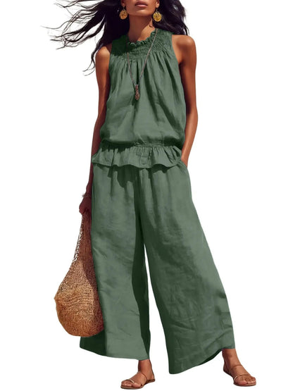 Ademende, casual zomerse tweedelige outfit voor dames