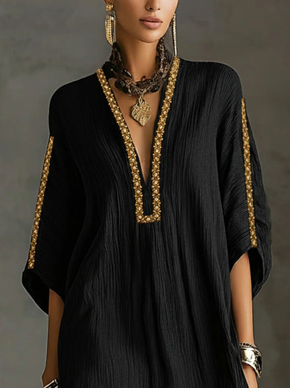 Noor | Geborduurde Kaftan Mini Jurk
