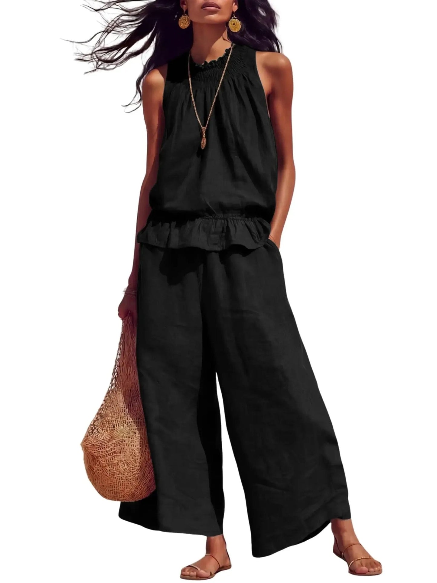 Ademende, casual zomerse tweedelige outfit voor dames
