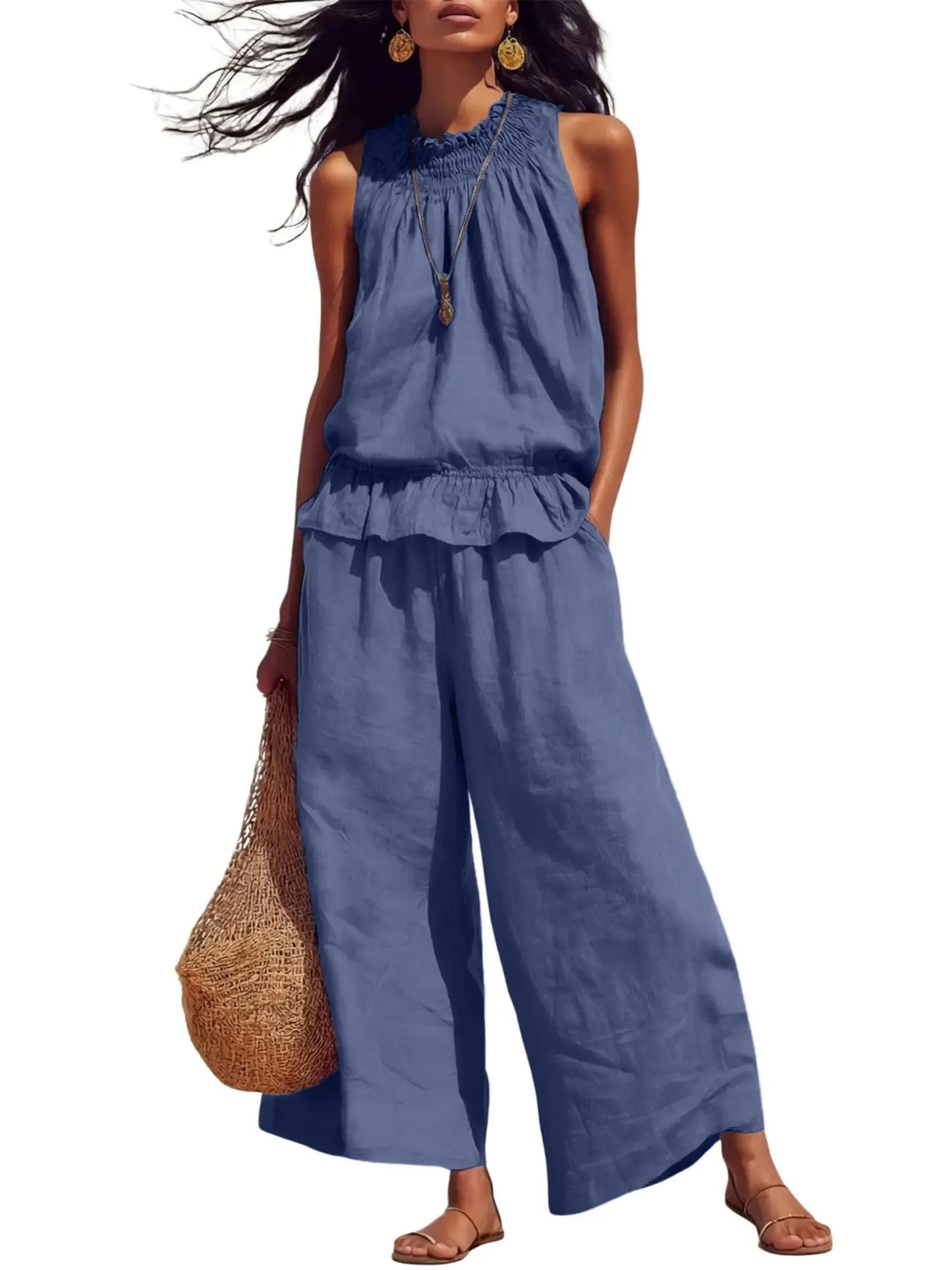Ademende, casual zomerse tweedelige outfit voor dames