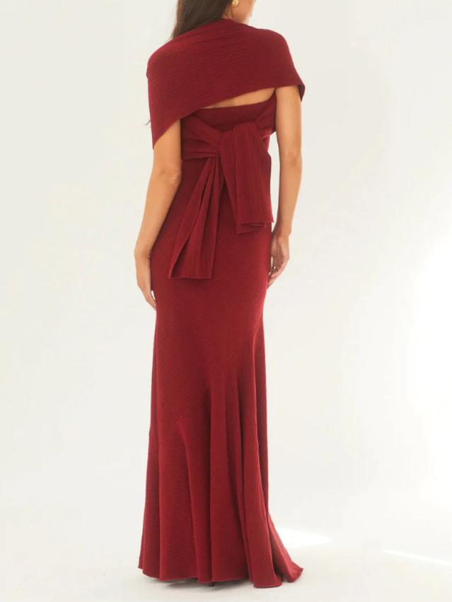 Mode Strapless Één Schouder Fishtail Maxi Jurk
