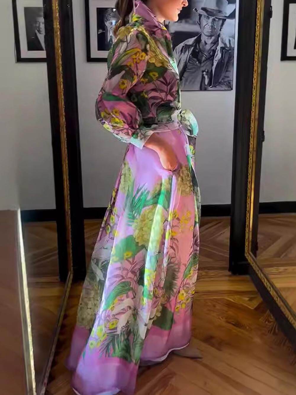 Elegante en Volwassen Bloemenprint Maxi Rok
