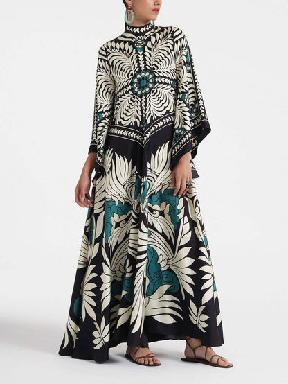 Unieke Bloemenprint Vloeiende Maxi Jurk
