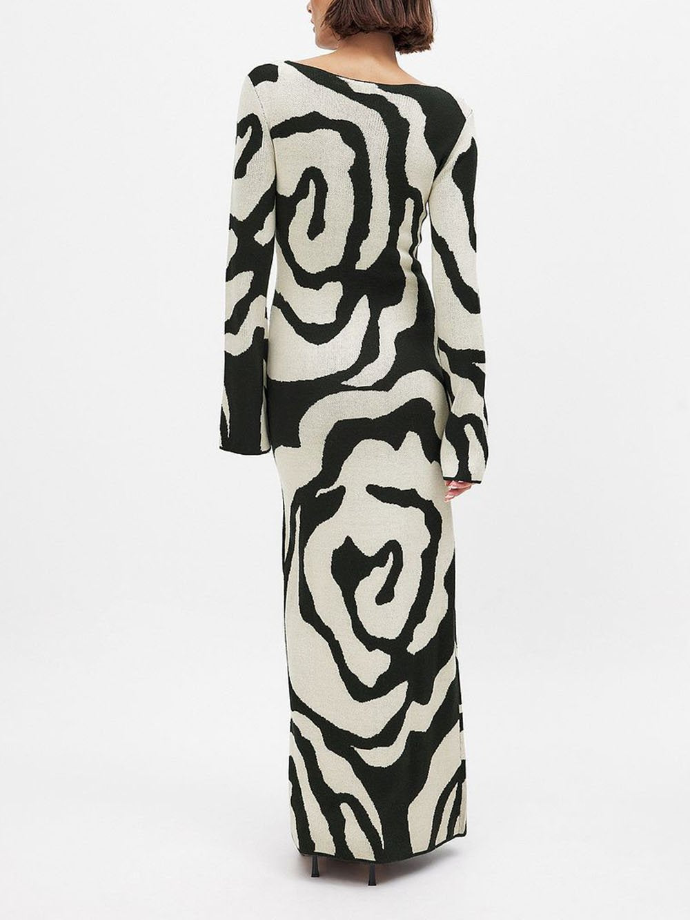 Elegante Jacquard Pailletten Gebreide Maxi Jurk