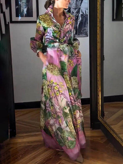 Elegante en Volwassen Bloemenprint Maxi Rok