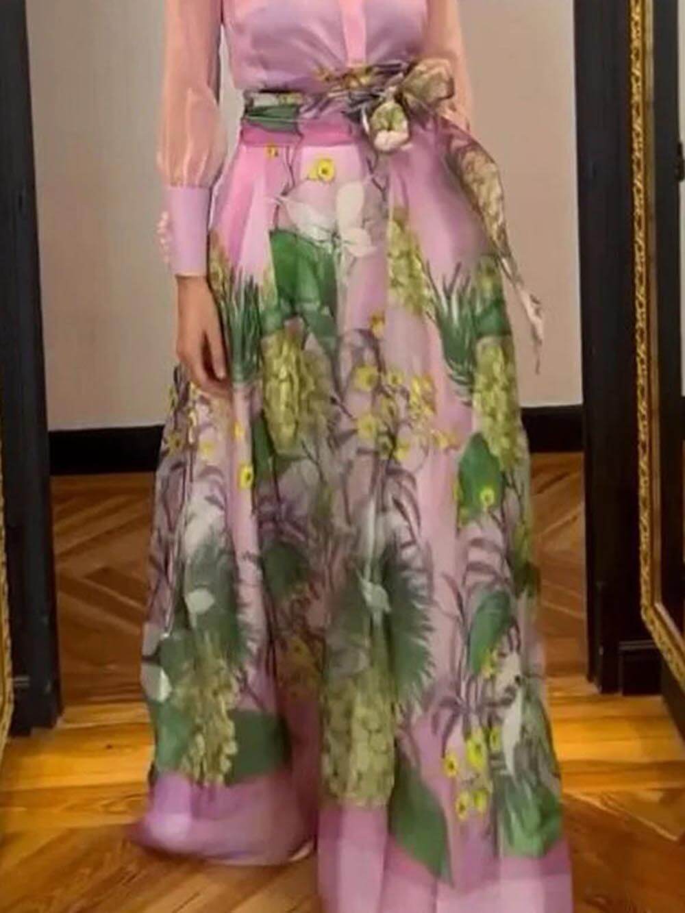 Elegante en Volwassen Bloemenprint Maxi Rok