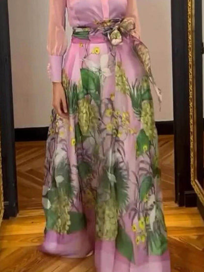 Elegante en Volwassen Bloemenprint Maxi Rok