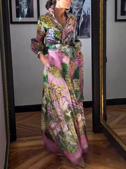 Elegante en Volwassen Bloemenprint Lange Mouwen Shirt