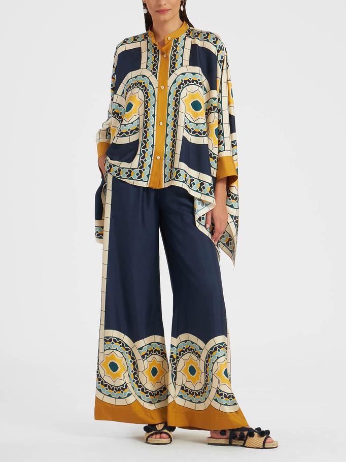 Unieke Retro Bloemenprint Losse Wijde Broek