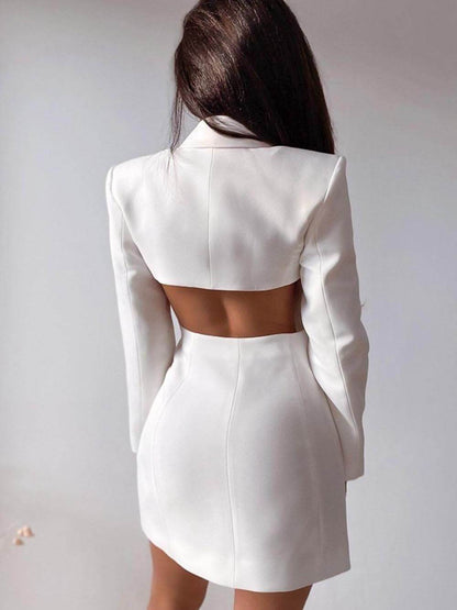 Klassieke Open-Back Dubbelzijdige Blazer Jurk