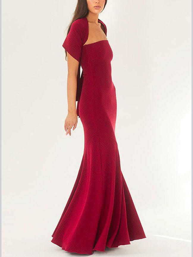 Mode Strapless Één Schouder Fishtail Maxi Jurk