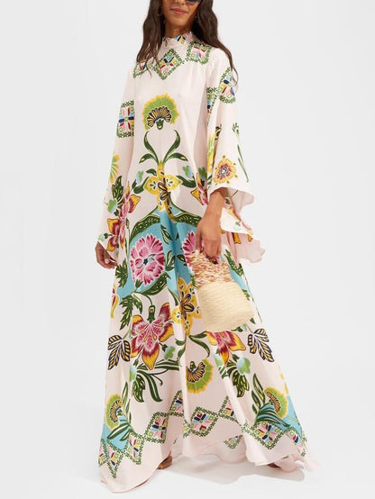 Exquise Zonnebloem Print Vloeiende Maxi Jurk