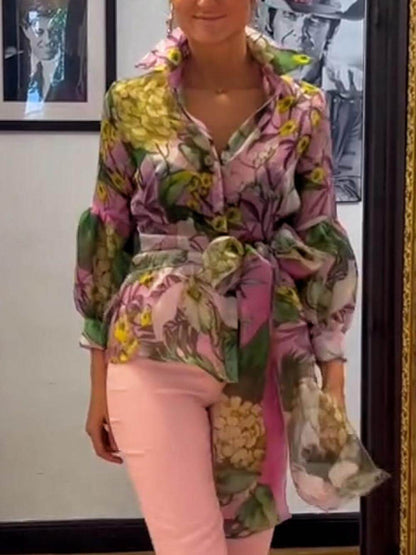 Elegante en Volwassen Bloemenprint Maxi Rok