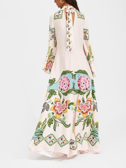 Exquise Zonnebloem Print Vloeiende Maxi Jurk