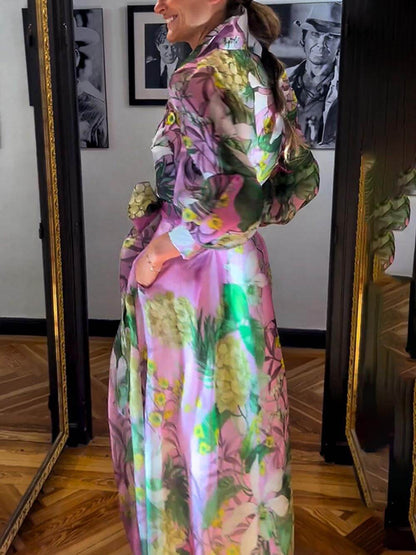 Elegante en Volwassen Bloemenprint Maxi Rok