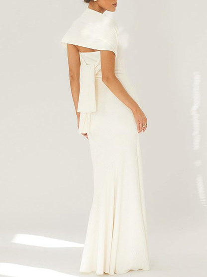 Mode Strapless Één Schouder Fishtail Maxi Jurk