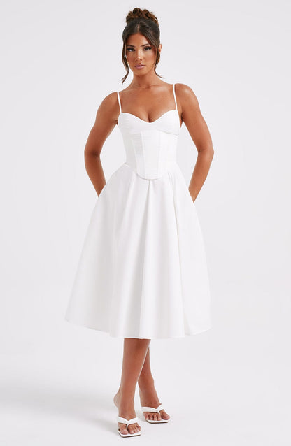 MAILEEN | Elegante Midi Jurk in Corsetstijl